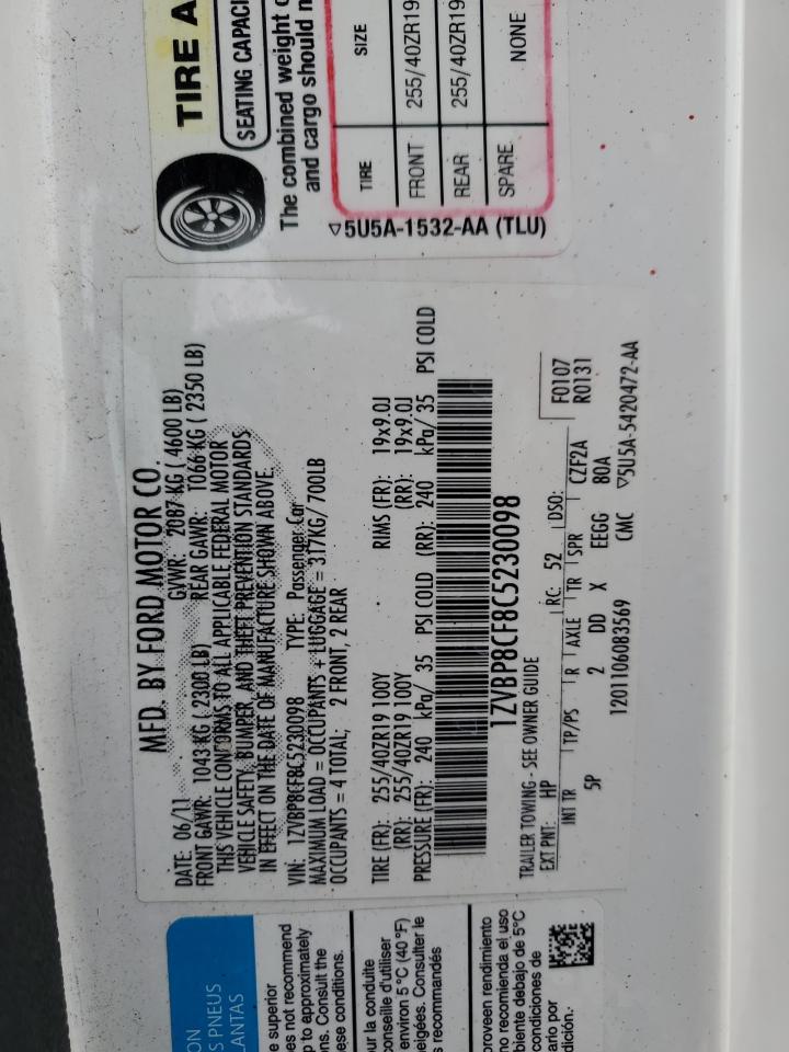 1ZVBP8CF8C5230098 2012 Ford Mustang Gt