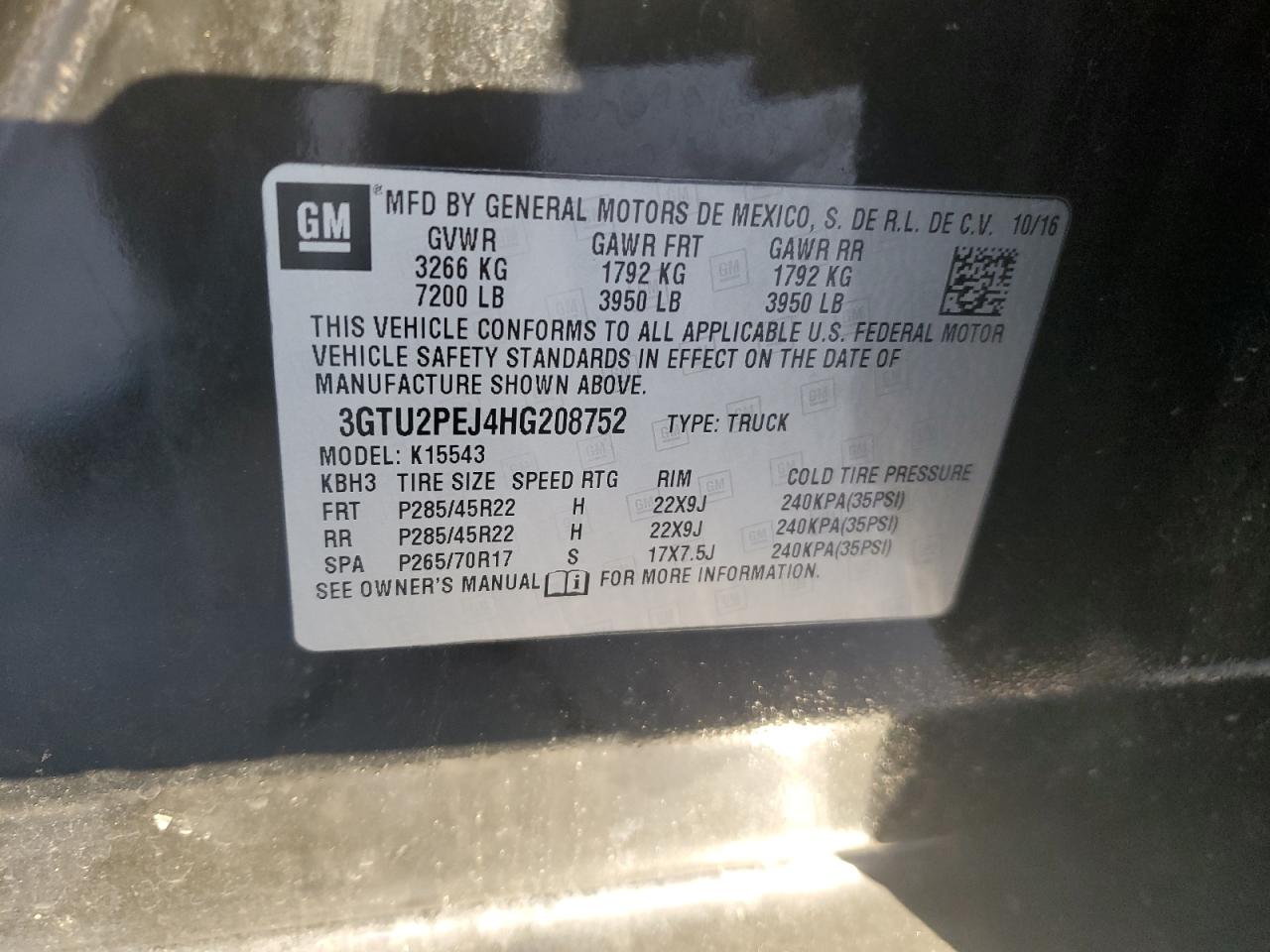 3GTU2PEJ4HG208752 2017 GMC Sierra K1500 Denali