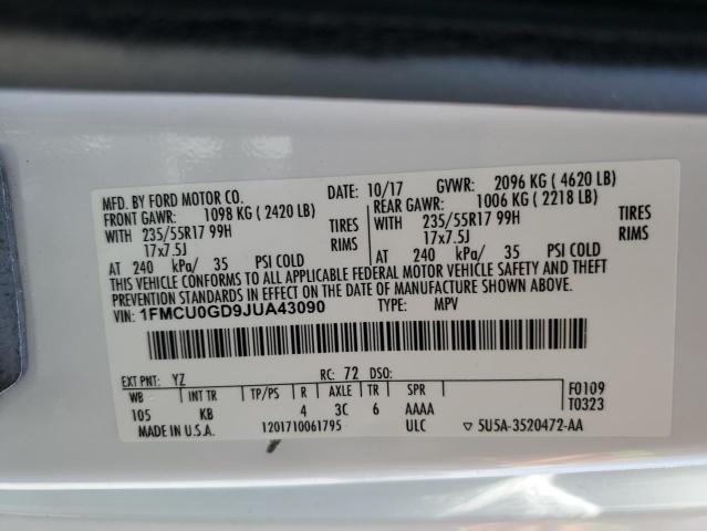 VIN 1FMCU0GD9JUA43090 2018 Ford Escape, SE no.12