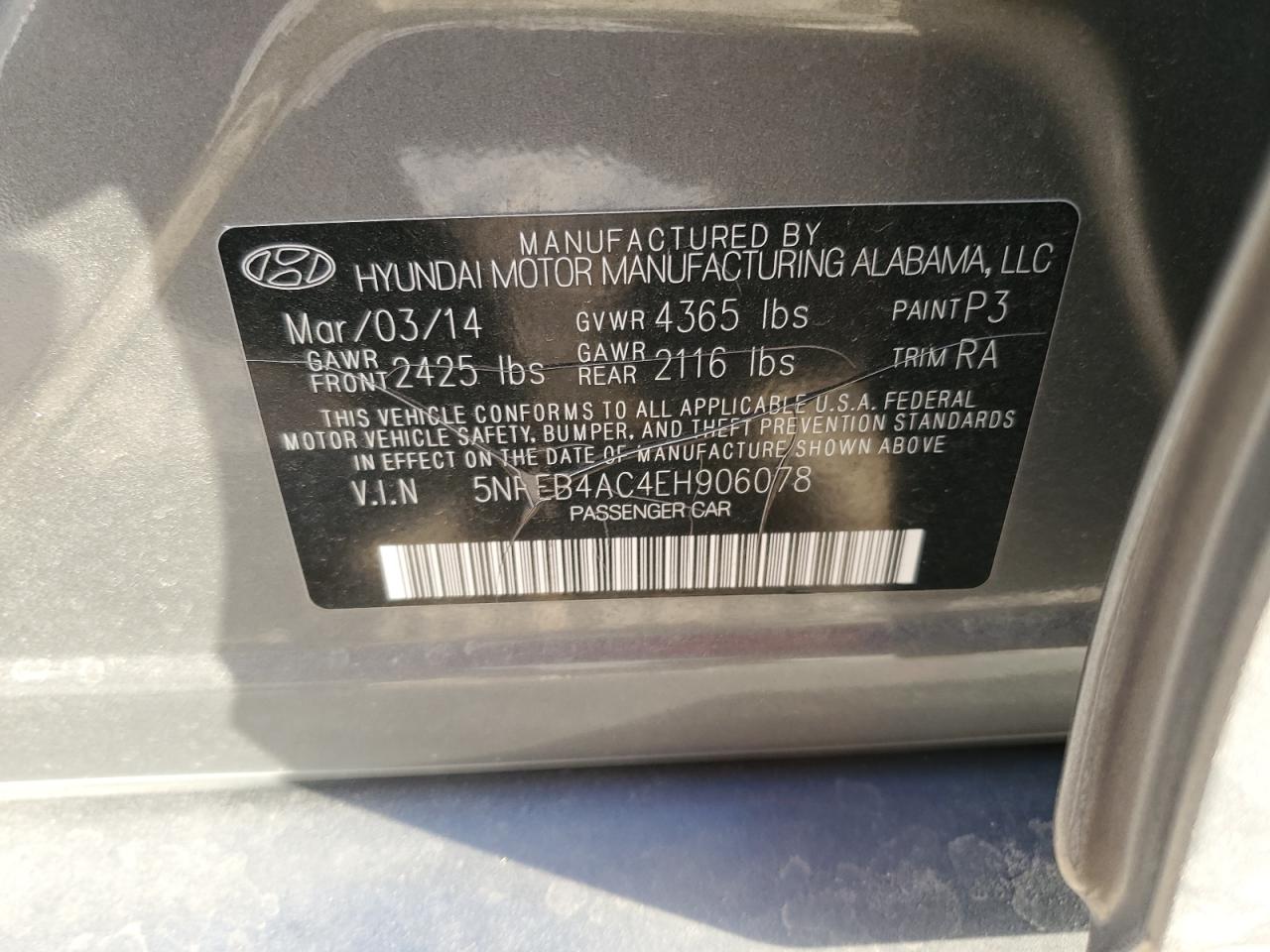5NPEB4AC4EH906078 2014 Hyundai Sonata Gls