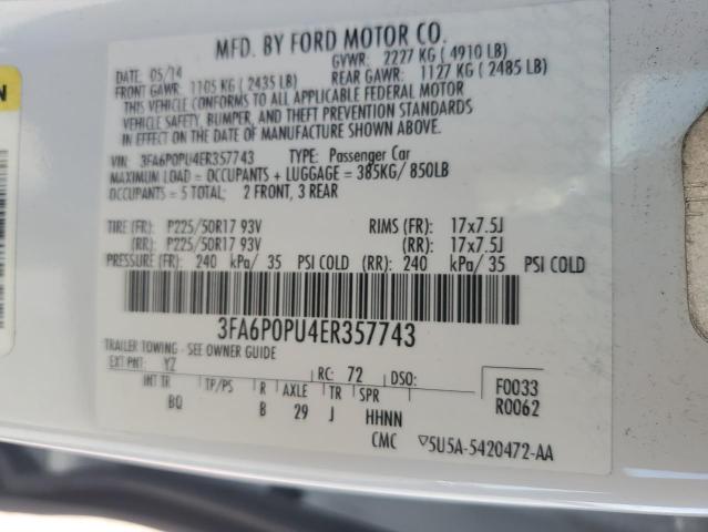 VIN 3FA6P0PU4ER357743 2014 Ford Fusion, Se Phev no.12