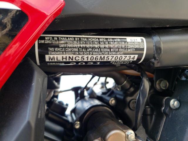 2021 HONDA CBR300 R MLHNC5106M5700734