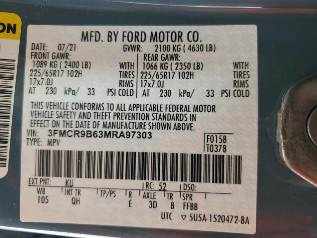 2021 Ford Bronco Sport Big Bend VIN: 3FMCR9B63MRA97303 Lot: 61444224