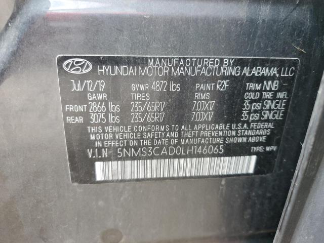 2020 Hyundai Santa Fe Sel VIN: 5NMS3CAD0LH146065 Lot: 61711534