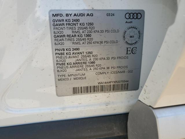 2024 Audi Q5 Sportback Premium 45 VIN: WA14AAFYXR2075544 Lot: 61252864