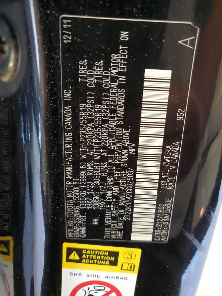 2T2ZK1BA7CC075037 2012 Lexus Rx 350