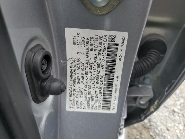 2019 Honda Civic Sport VIN: 2HGFC2F88KH593780 Lot: 62051664