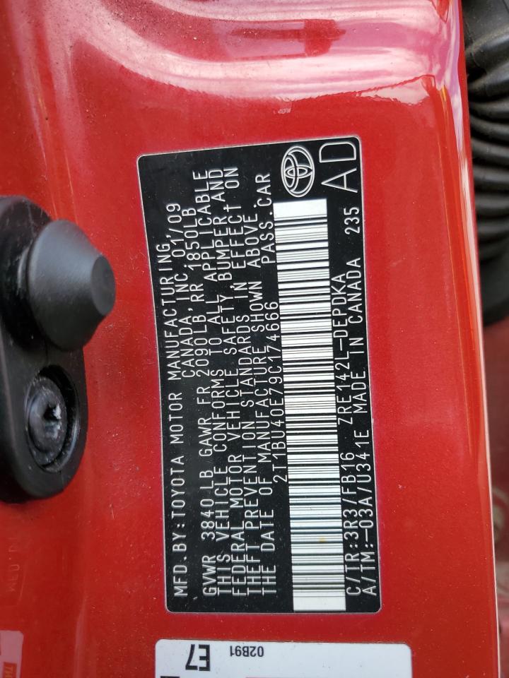 2T1BU40E79C174666 2009 Toyota Corolla Base