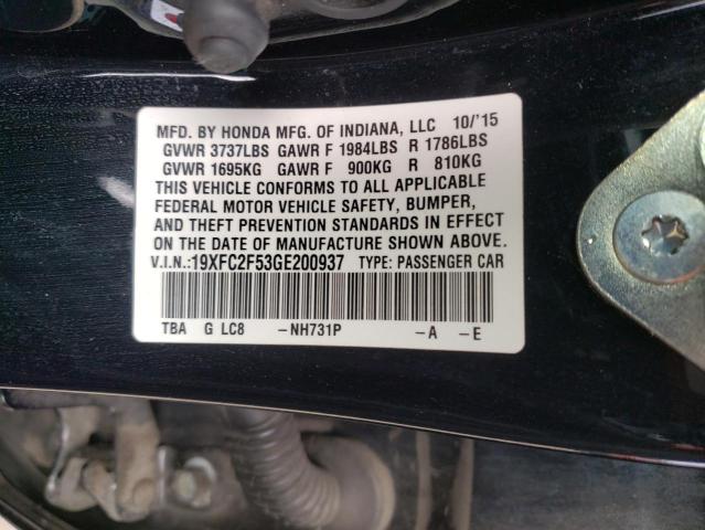 19XFC2F53GE200937 2016 HONDA CIVIC - Image 12