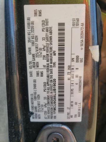 2020 FORD ESCAPE SE - 1FMCU9G66LUB19020