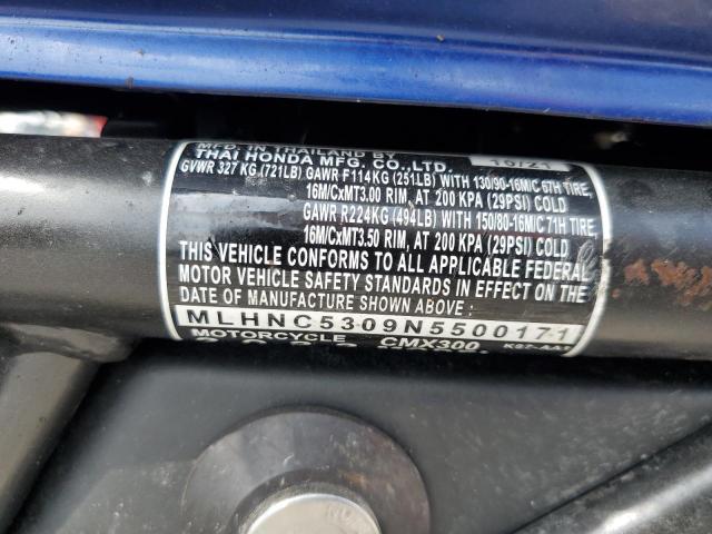 2022 HONDA CMX300 MLHNC5309N5500171