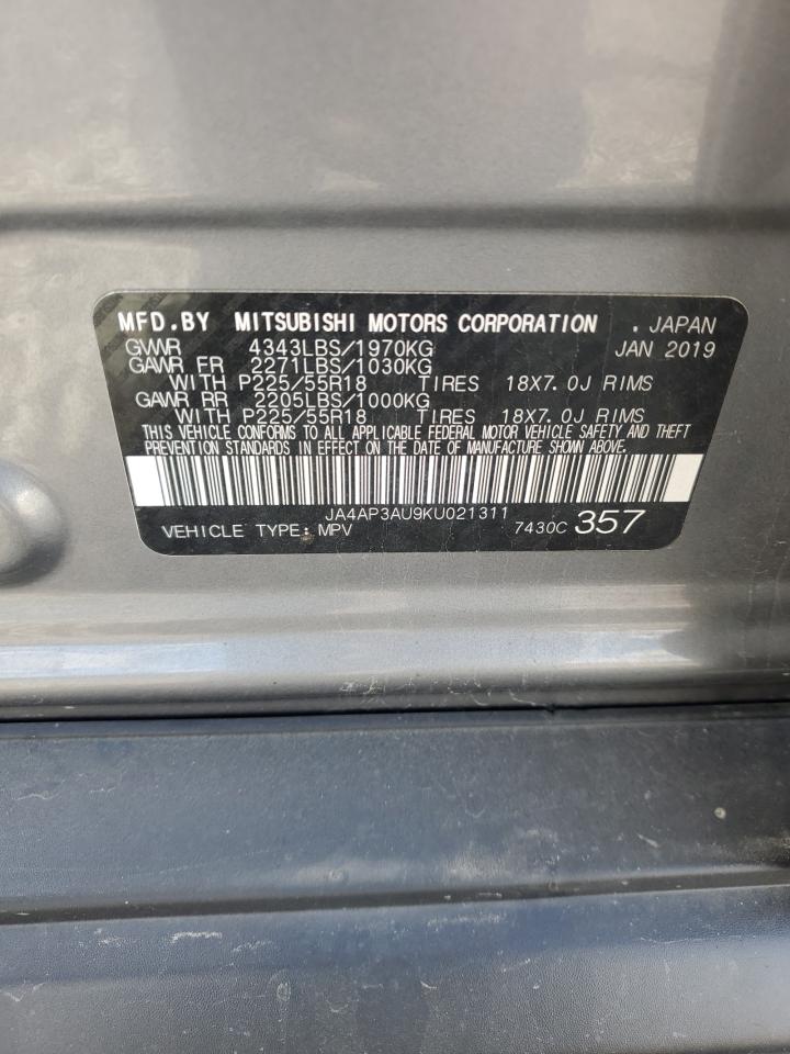 JA4AP3AU9KU021311 2019 Mitsubishi Outlander Sport Es