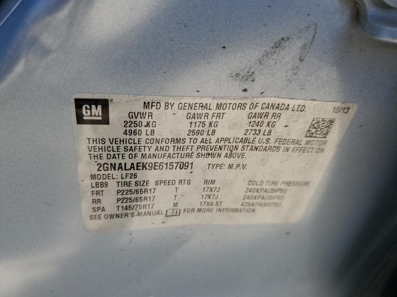 Lot #3145524711 2014 CHEVROLET EQUINOX LS