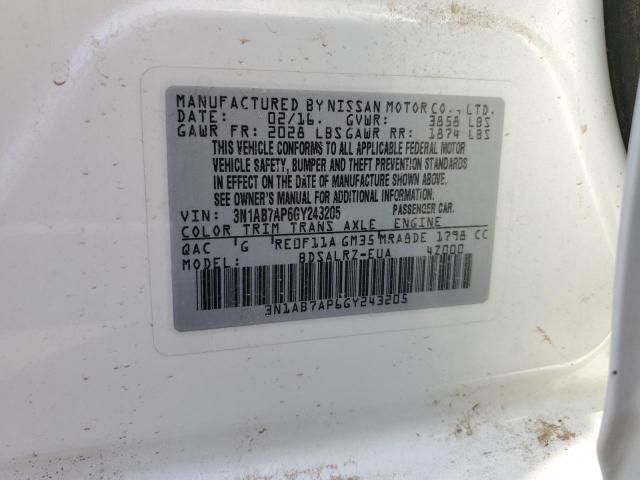 2016 NISSAN SENTRA S - 3N1AB7AP6GY243205