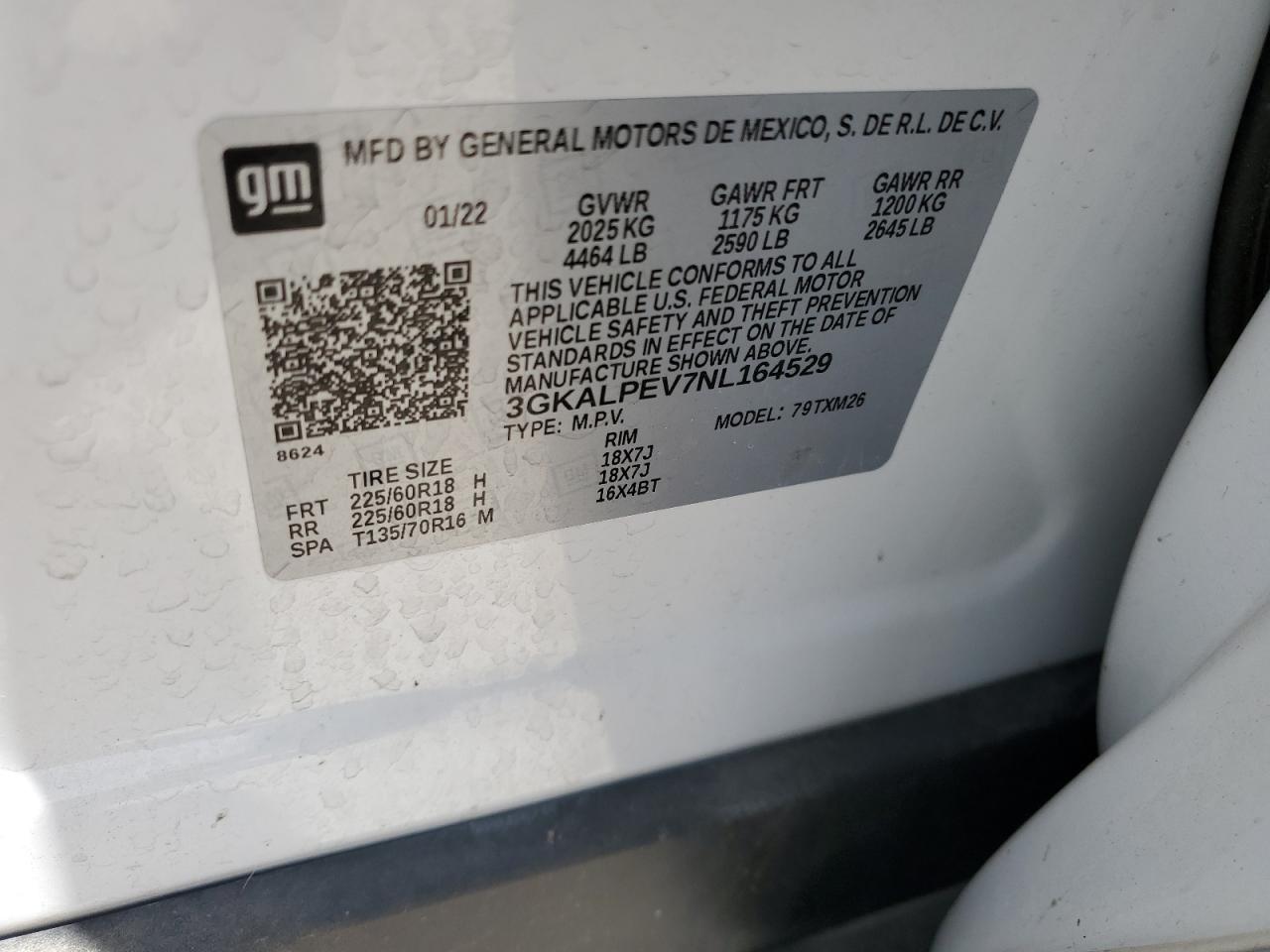 3GKALPEV7NL164529 2022 GMC Terrain Slt