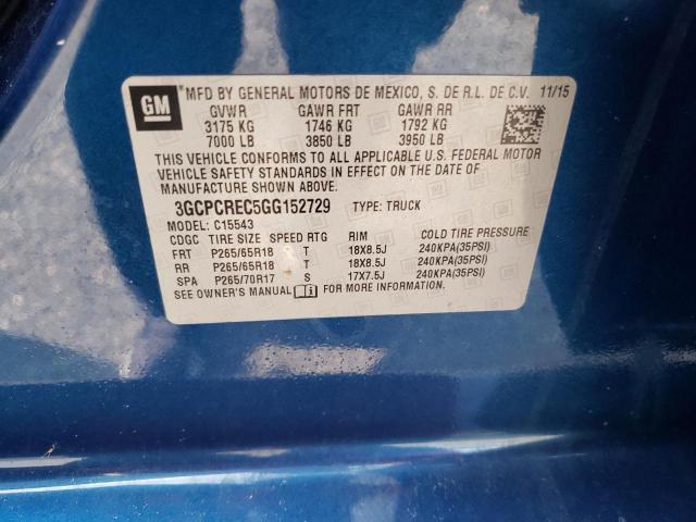 2016 CHEVROLET 1500 - 3GCPCREC5GG152729