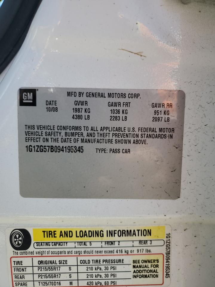 1G1ZG57B094195345 2009 Chevrolet Malibu Ls