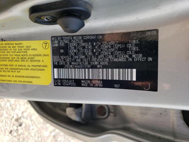 2006 Toyota Highlander Hybrid VIN: JTEEW21A660013749 Lot: 61604524