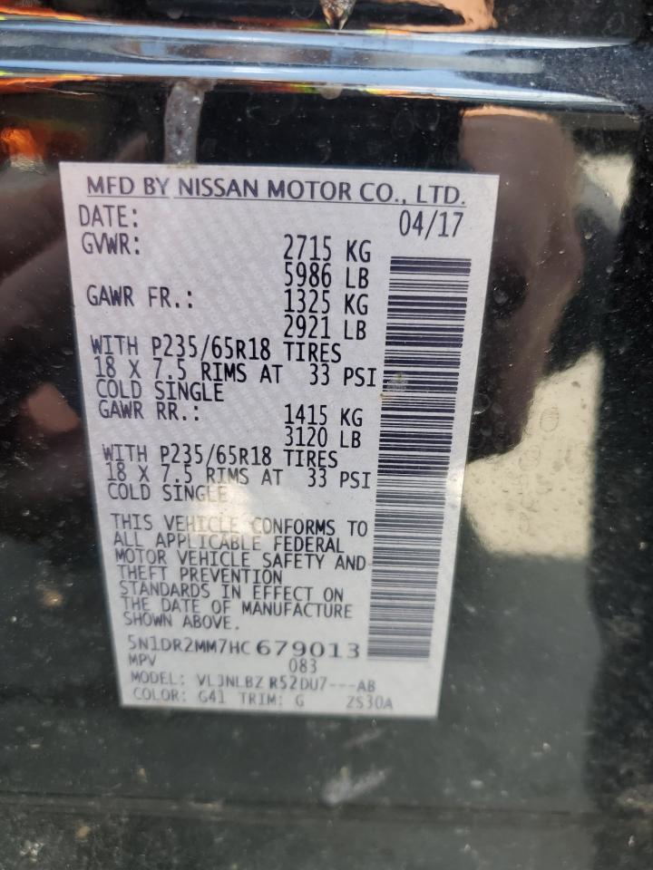 5N1DR2MM7HC679013 2017 Nissan Pathfinder S