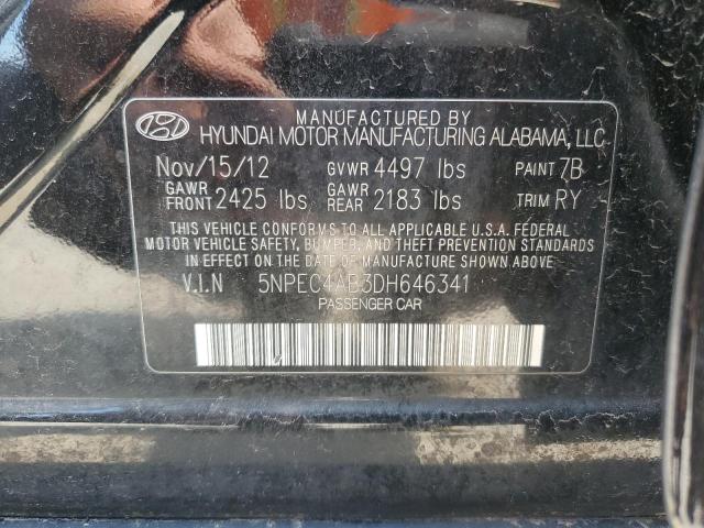 2013 Hyundai Sonata Se VIN: 5NPEC4AB3DH646341 Lot: 61905714