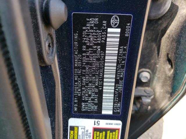 VIN 4T1C11AK6LU501497 2020 Toyota Camry, LE no.12