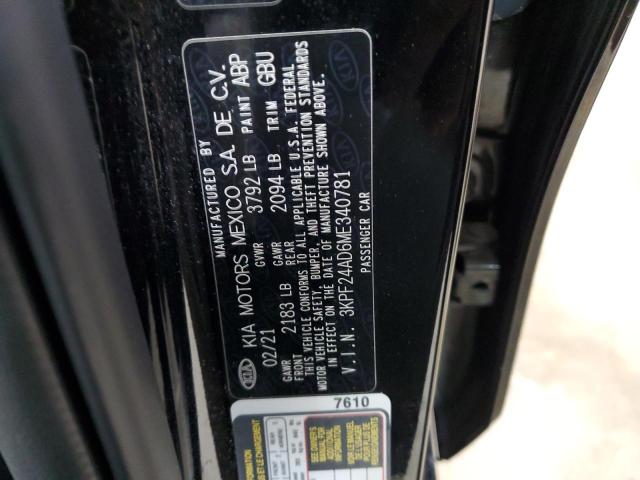 2021 Kia Forte Fe VIN: 3KPF24AD6ME340781 Lot: 62289524