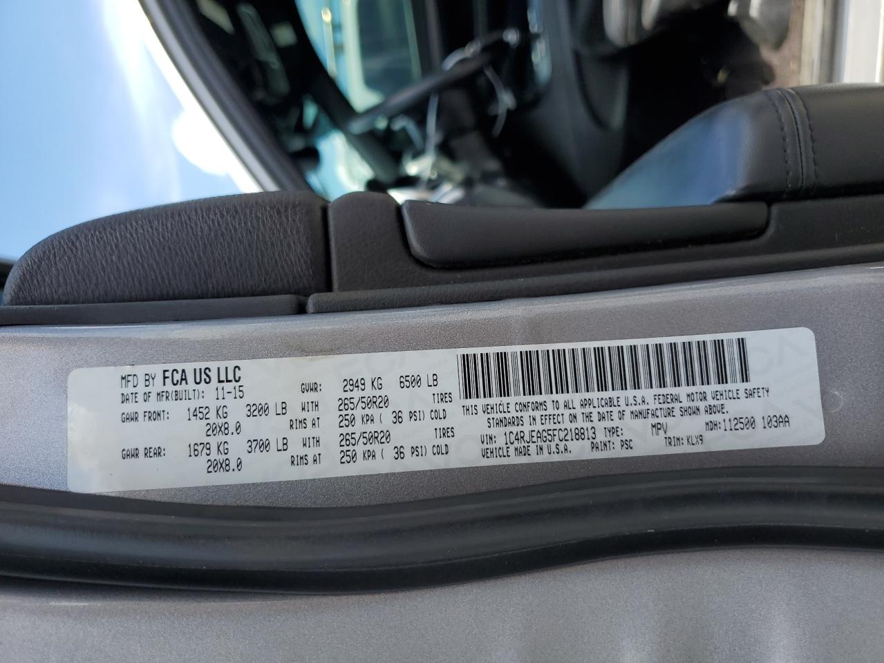 1C4RJEAG5FC218813 2015 Jeep Grand Cherokee Laredo