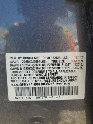 2015 HONDA PILOT TOUR - 5FNYF4H98FB039215