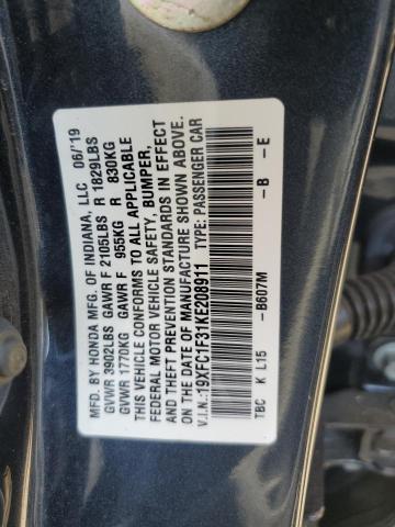 2019 Honda Civic Ex VIN: 19XFC1F31KE208911 Lot: 61565364