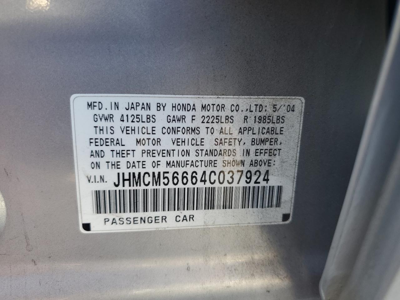 JHMCM56664C037924 2004 Honda Accord Ex