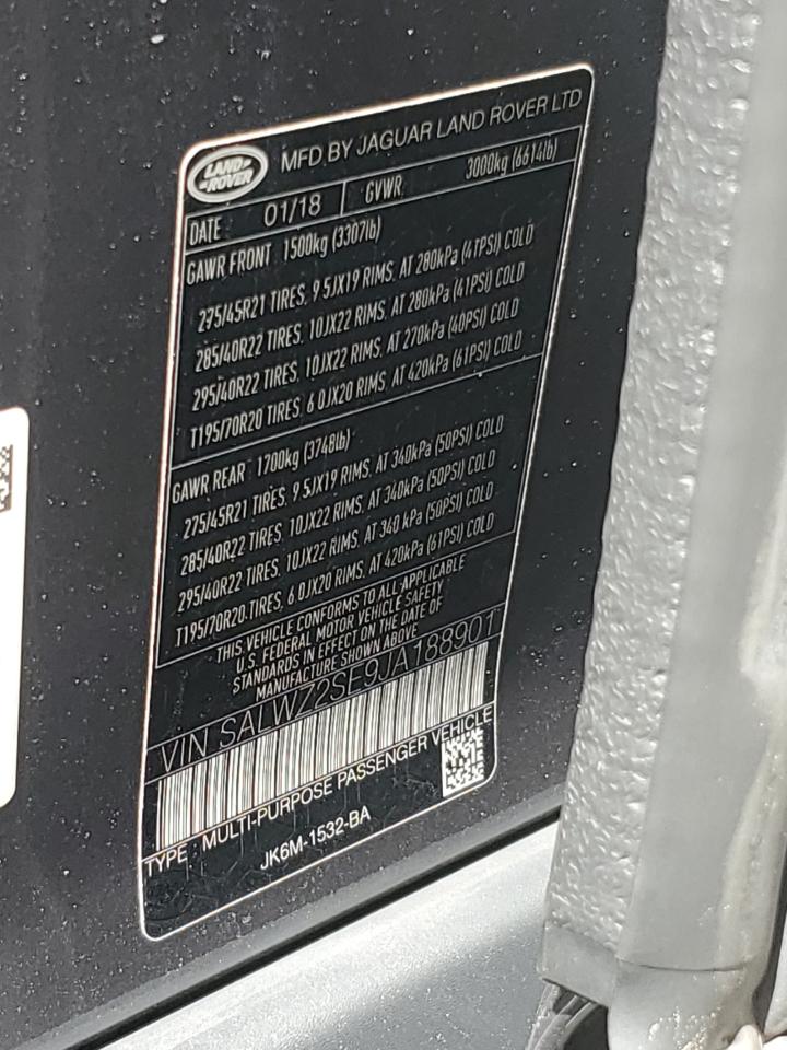 SALWZ2SE9JA188901 2018 Land Rover Range Rover Sport Svr