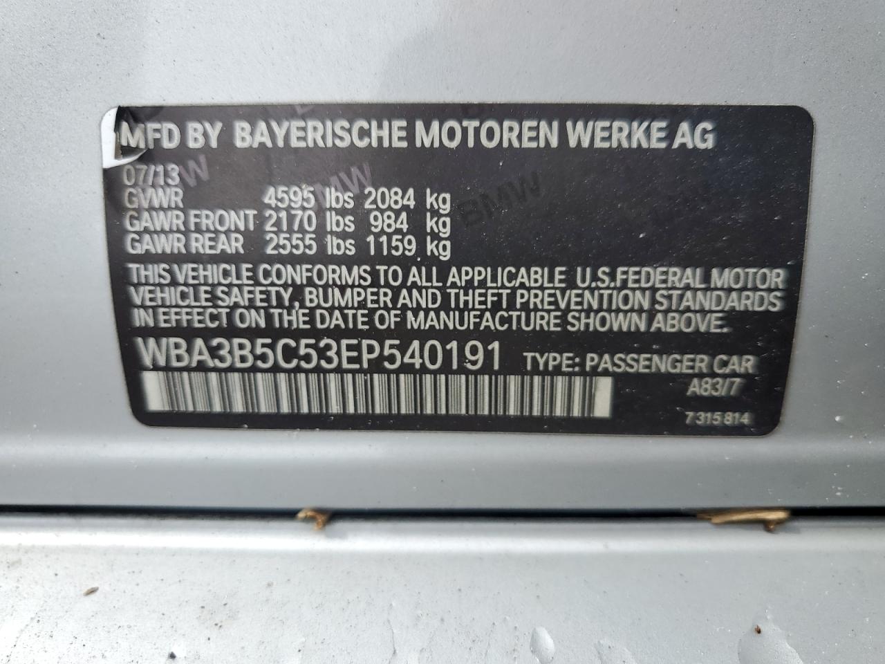 WBA3B5C53EP540191 2014 BMW 328 Xi Sulev