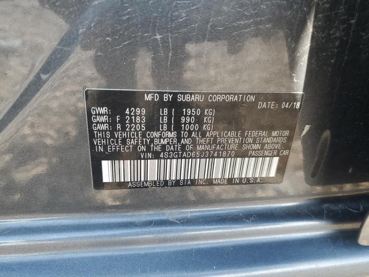 4S3GTAD65J3741870 2018 Subaru Impreza Premium Plus