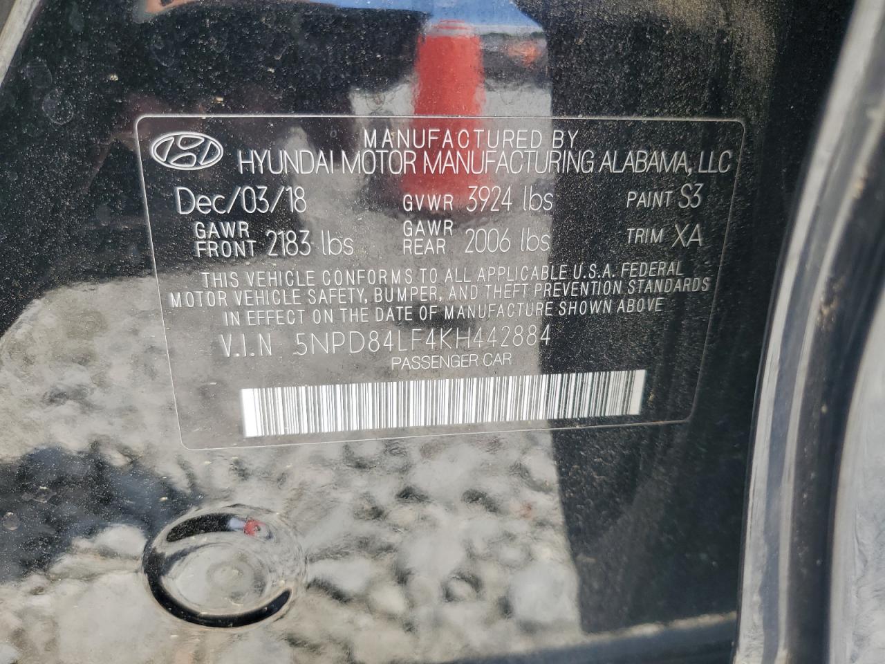 5NPD84LF4KH442884 2019 Hyundai Elantra Sel