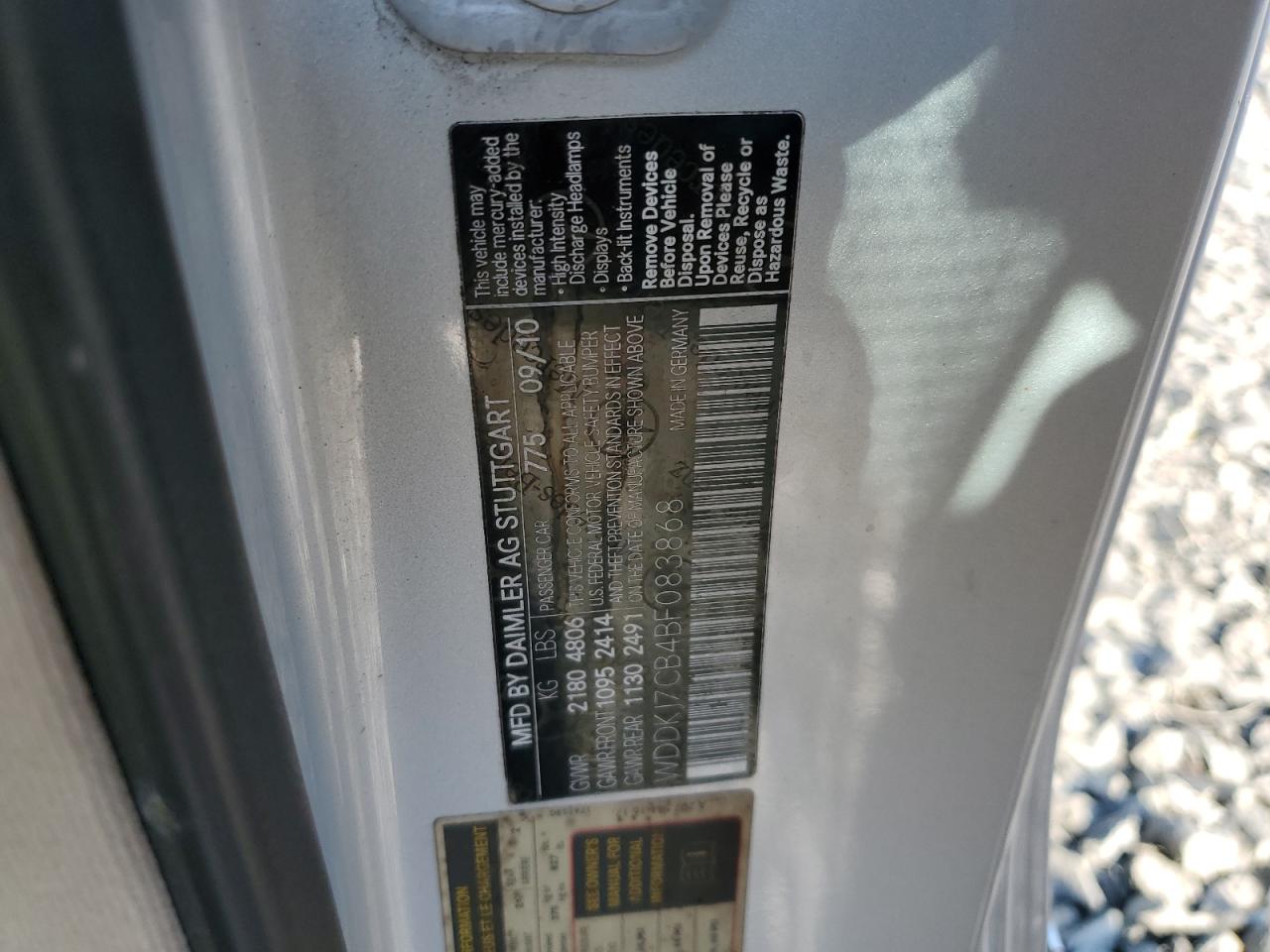 WDDKJ7CB4BF083868 2011 Mercedes-Benz E 550