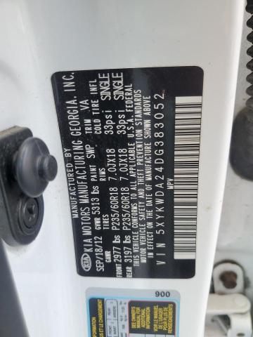 2013 Kia Sorento Sx VIN: 5XYKWDA24DG383052 Lot: 63435664