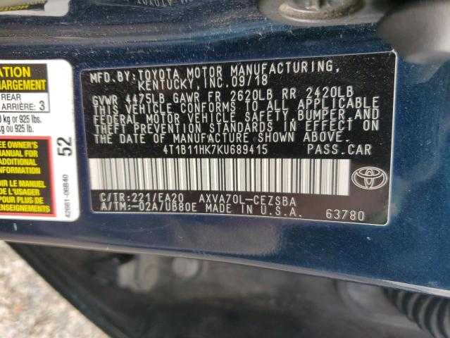 2019 TOYOTA CAMARY SE 4T1B11HK7KU689415