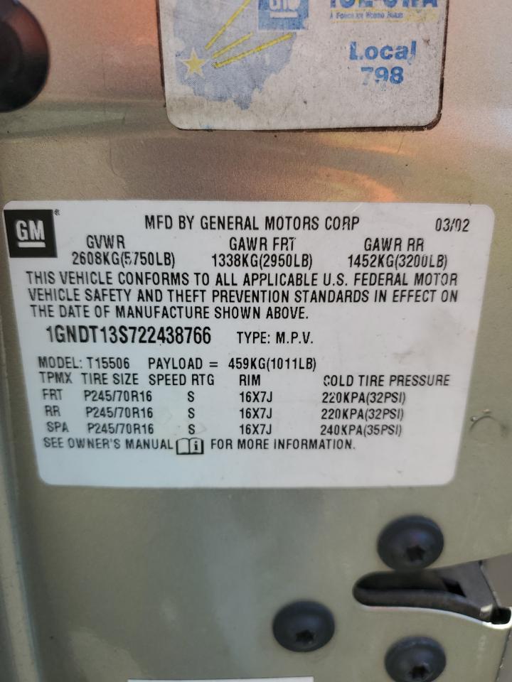 1GNDT13S722438766 2002 Chevrolet Trailblazer