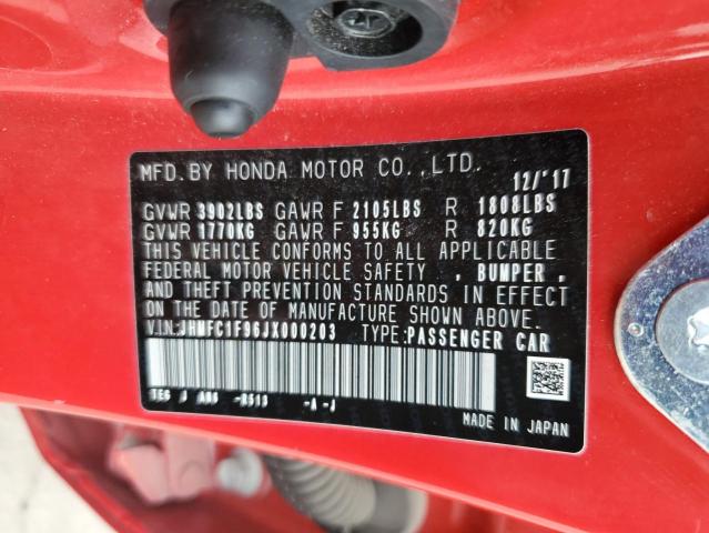 2018 HONDA CIVIC TOUR - JHMFC1F96JX000203