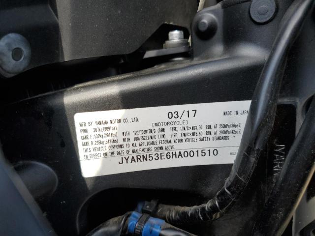 2017 YAMAHA FZ09 JYARN53E6HA001510