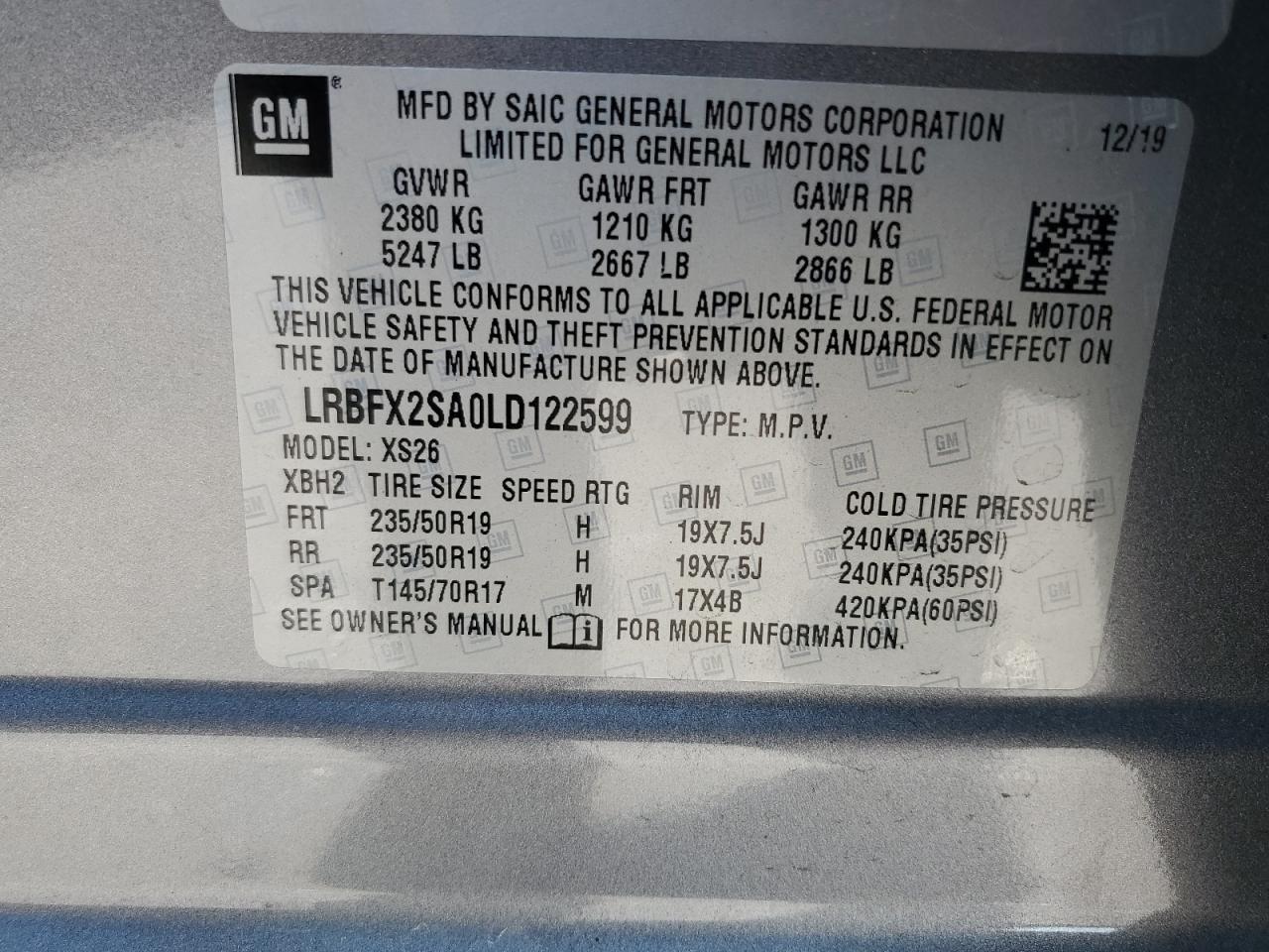 LRBFX2SA0LD122599 2020 Buick Envision Essence