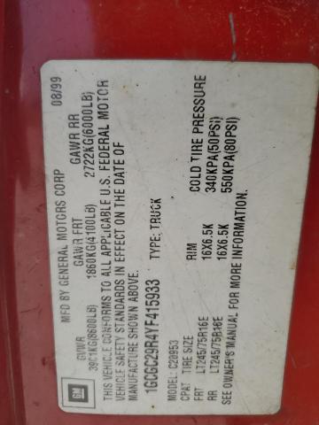 2000 Chevrolet Gmt-400 C2500 VIN: 1GCGC29R4YF415933 Lot: 61545544