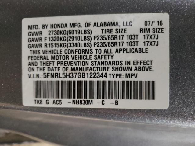 2016 HONDA ODYSSEY SE - 5FNRL5H37GB122344