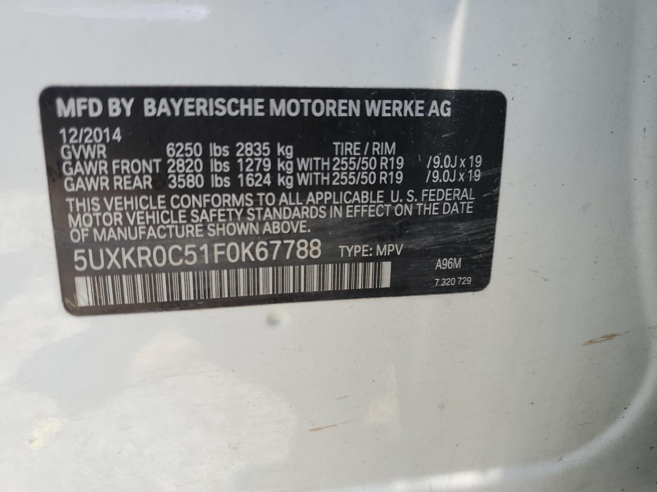 5UXKR0C51F0K67788 2015 BMW X5 xDrive35I