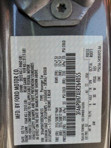 VIN 3FA6P0H7XER264055 2014 Ford Fusion, SE no.12