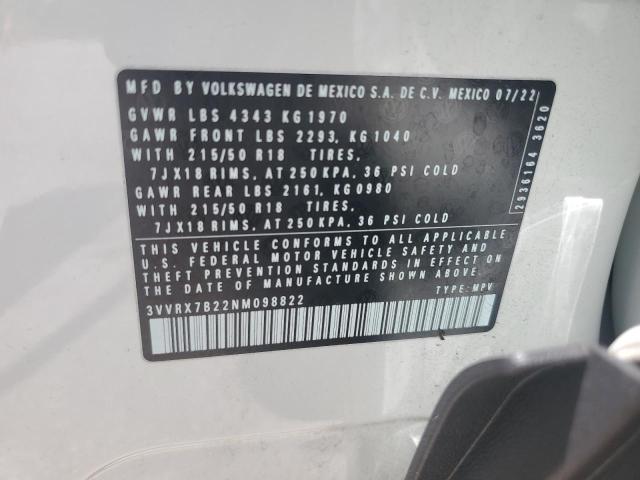 2022 Volkswagen Taos Se VIN: 3VVRX7B22NM098822 Lot: 63060404