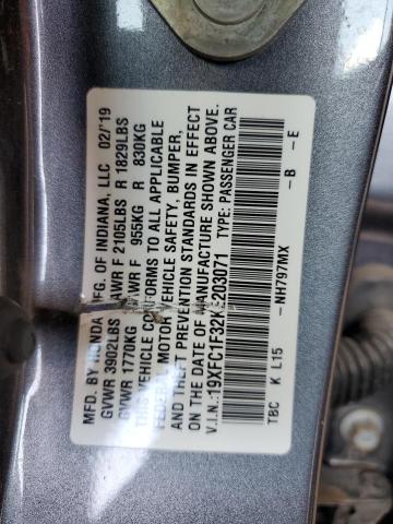 19XFC1F32KE203071 2019 HONDA CIVIC - Image 12