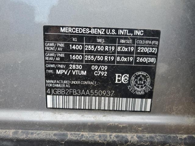 2010 Mercedes-Benz Ml 350 Bluetec VIN: 4JGBB2FB3AA550937 Lot: 62177144