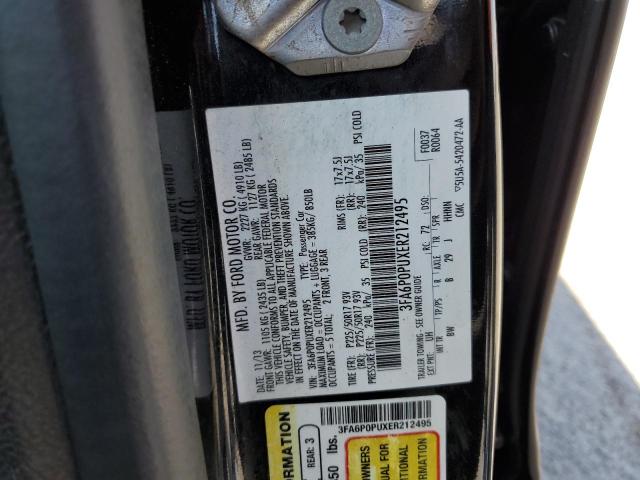 VIN 3FA6P0PUXER212495 2014 Ford Fusion, Se Phev no.12