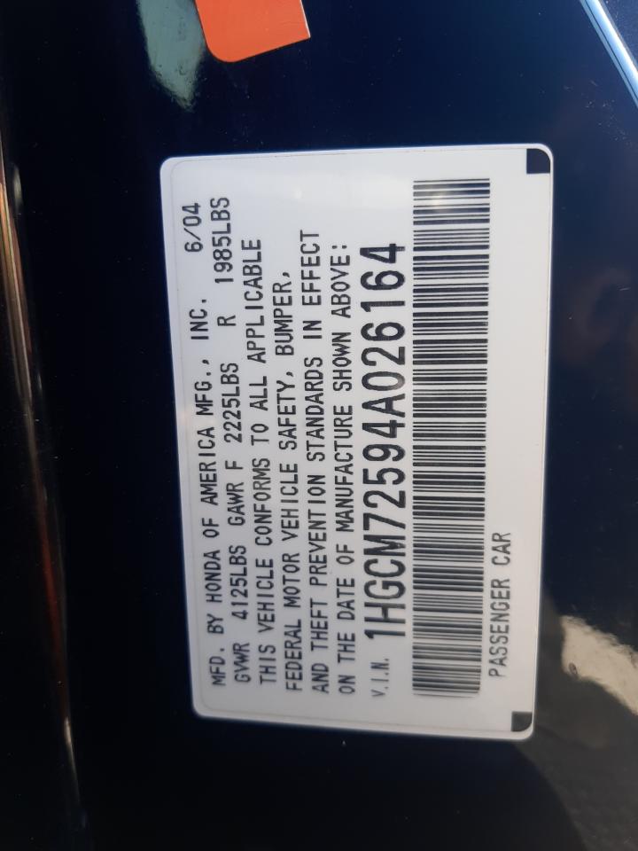 1HGCM72594A026164 2004 Honda Accord Ex